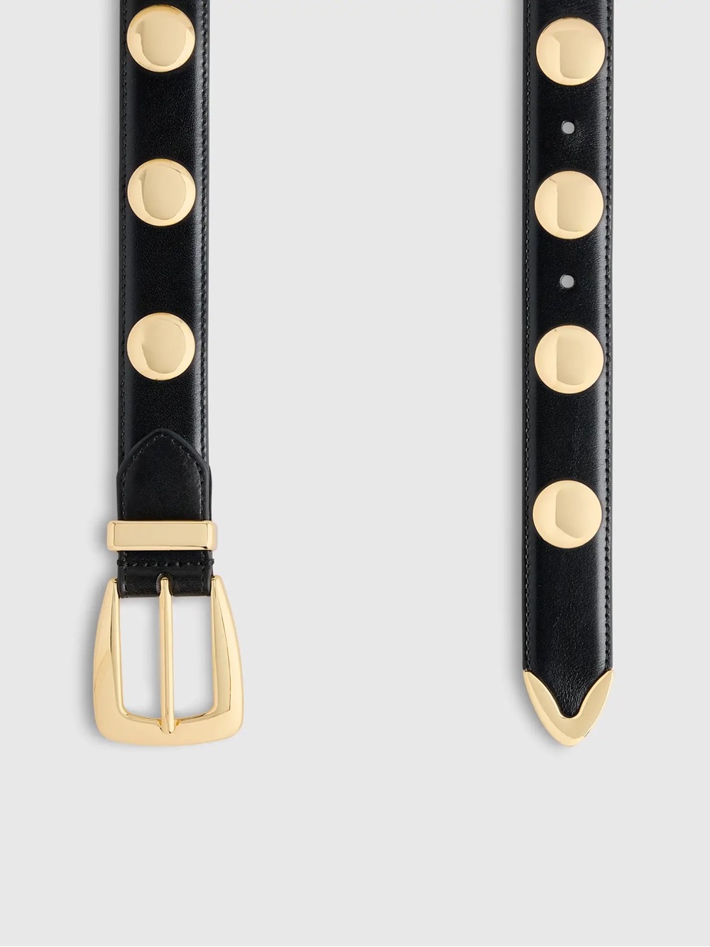 Quince Alyssa European Studded Black Belt with Gold Accents NWT XS